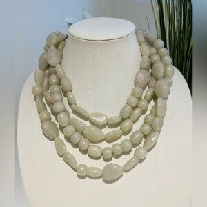 🤍Light Grey Beaded Multi-Strand Statement Necklace